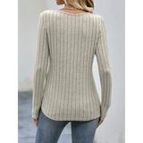 Autumn Winter Long Sleeve Top – Women’s Casual Irregular Solid Color Pullover with Street Style Buttons