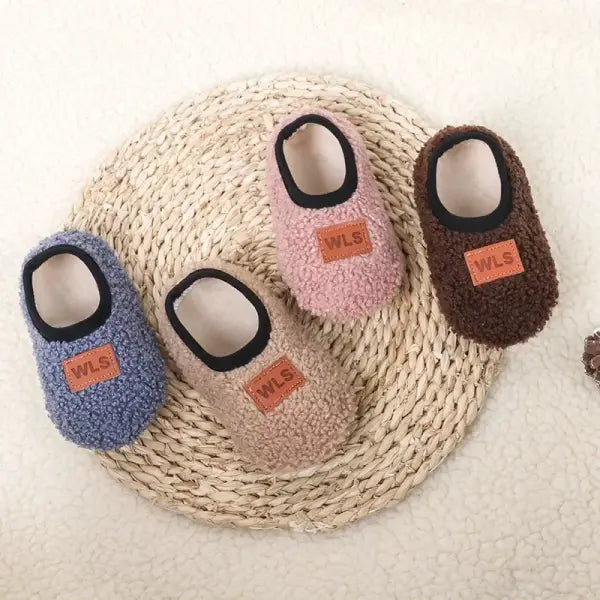 Autumn Winter Warm Baby Slippers Toddler Plush Floor Sock Shoes Boys Girls Soft Anti-slip Walking Shoes Indoor Home