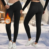 Autumn Winter High Waist Elastic Slim Fleece Leggings Warm Tights