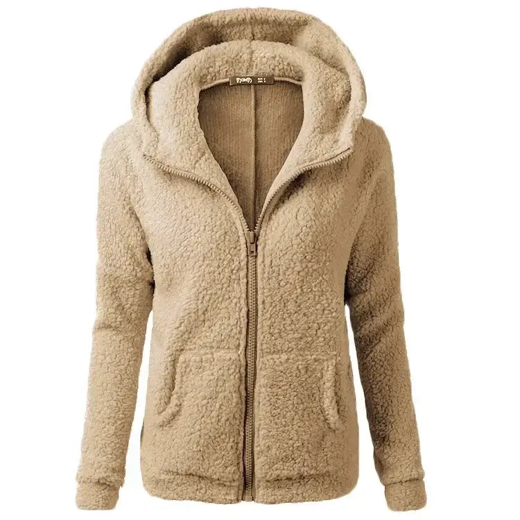 Autumn Winter Warm Jacket Women hoodie Hooded 2025 Casual Female Hoodies Sweatershirt Zipper Coat Solid Soft Fleece