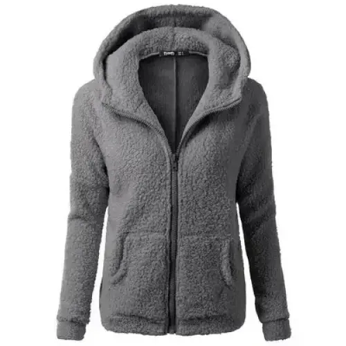 Liva Girl Fleece Hoodie with Zipper Closure and Regular Clothing Length - Dark Gray / XXL
