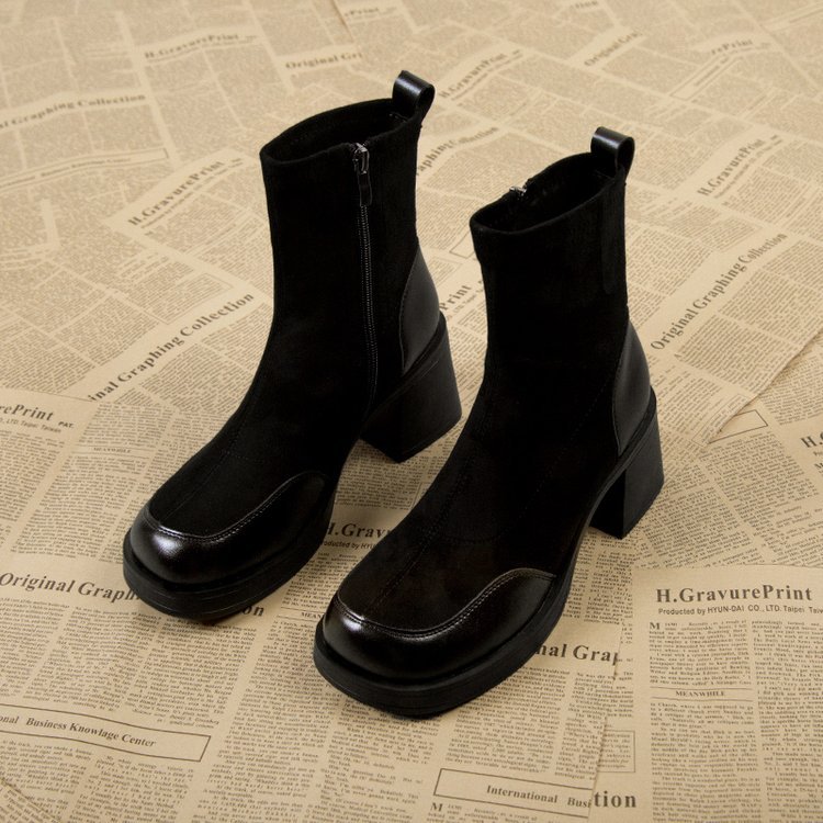 Women's Thick Bottom Chunky Heel Martin Boots with Platform
