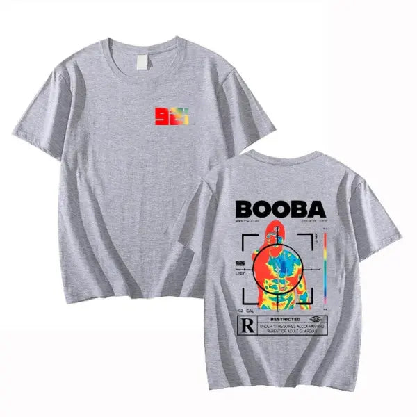 B2O BOOBA Printed T-Shirt – Men & Women’s Harajuku Streetwear Casual Short Sleeve Tee - Gray / XS（old）