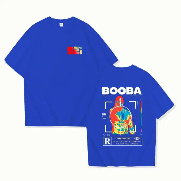 B2O BOOBA Printed T-Shirt – Men & Women’s Harajuku Streetwear Casual Short Sleeve Tee - Blue / M