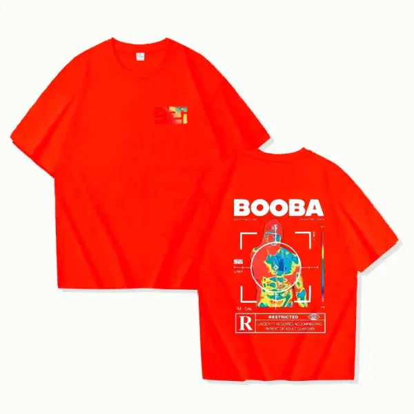 B2O BOOBA Printed T-Shirt – Men & Women’s Harajuku Streetwear Casual Short Sleeve Tee - Red / L