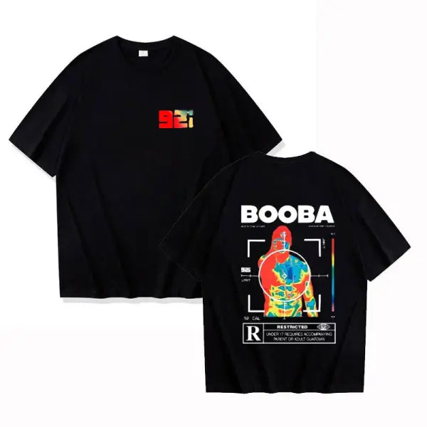 B2O BOOBA Printed T-Shirt – Men & Women’s Harajuku Streetwear Casual Short Sleeve Tee - Black / L