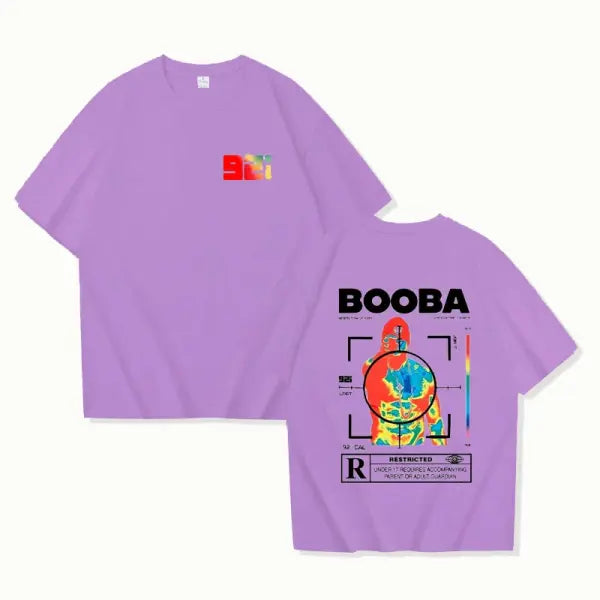B2O BOOBA Printed T-Shirt – Men & Women’s Harajuku Streetwear Casual Short Sleeve Tee - Purple / XL