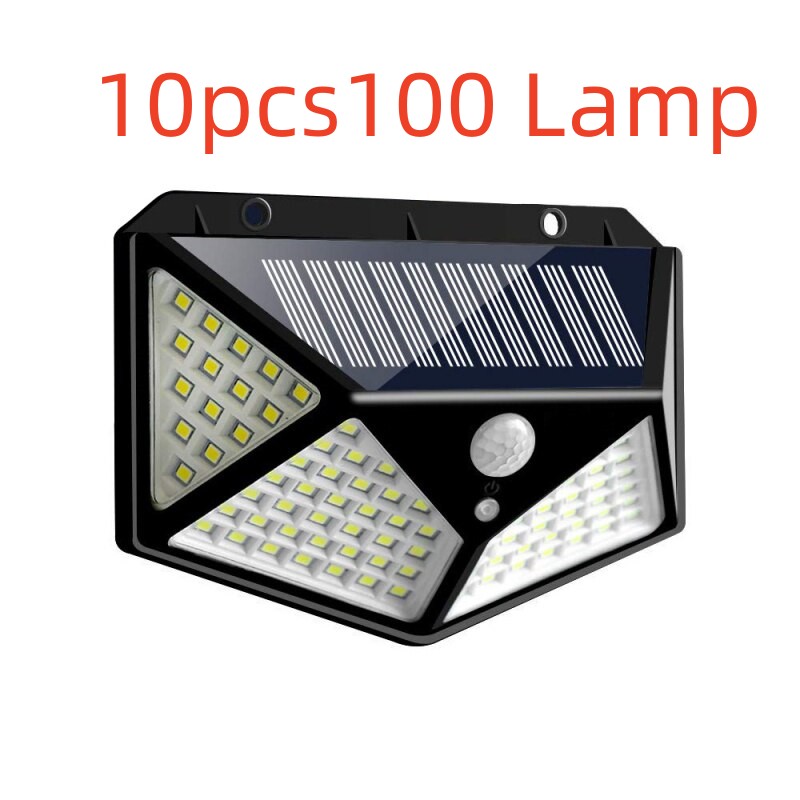 100LED Solar Waterproof Wall Lamp with Human Body Induction - 10pcs100 Lamp