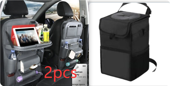 PU Leather Car Storage Hanging Bag with Tissue Box and Tray - Set3