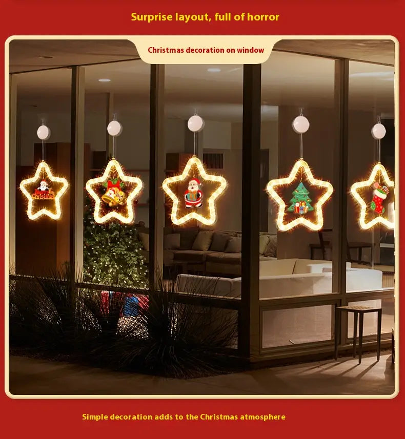 Christmas LED Star Pendant Lights for Holiday Window Decoration