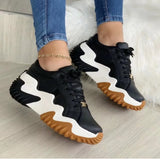 Women Patent Leather Platform Sneakers with Round Toe and Front Lace
