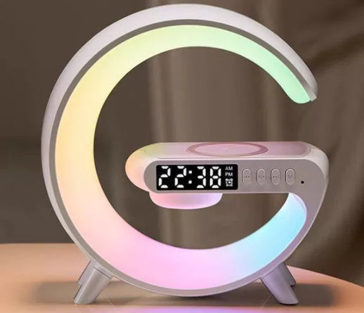 Multifunctional Wireless Charging Atmosphere Light and Bluetooth Speaker - WHITE A / USB