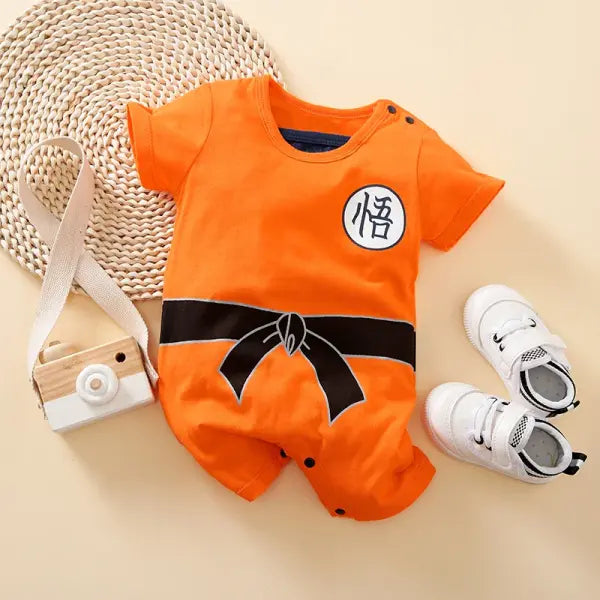 Baby Anime Jumpsuit – Soft Cotton Summer Short Sleeve Romper (0–18 Months) - Orange / 0-3M 59