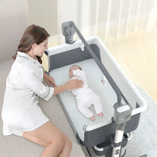 Baby Bassinet,Automatic Electric Rocking with Remote,Newborn Bedside Bassinet Foldable Travel Co-Sleeper for Infant