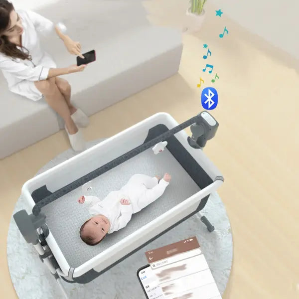 Baby Bassinet,Automatic Electric Rocking with Remote,Newborn Bedside Bassinet Foldable Travel Co-Sleeper for Infant