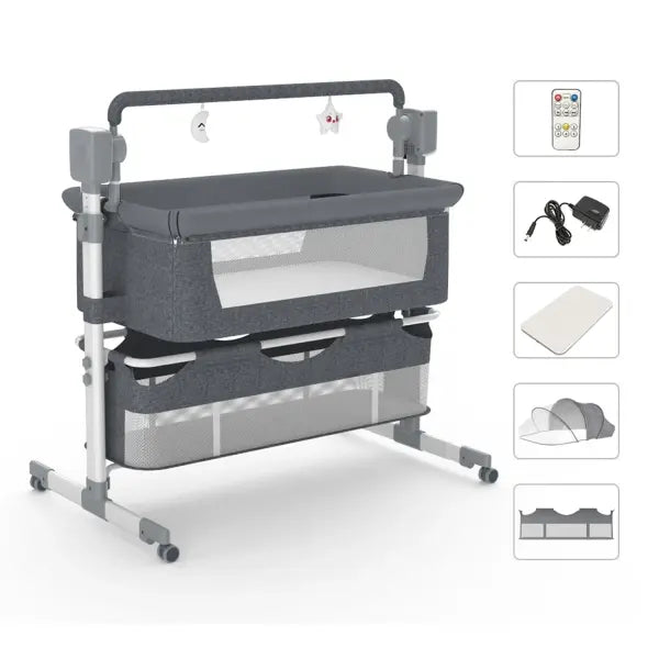 Baby Bassinet,Automatic Electric Rocking with Remote,Newborn Bedside Bassinet Foldable Travel Co-Sleeper for Infant