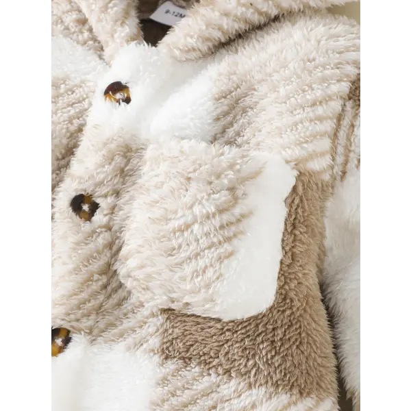 Baby Plaid Romper – Hooded Long Sleeve Plush Jumpsuit for Boys & Girls Winter Warm Bodysuit 3–24 Months