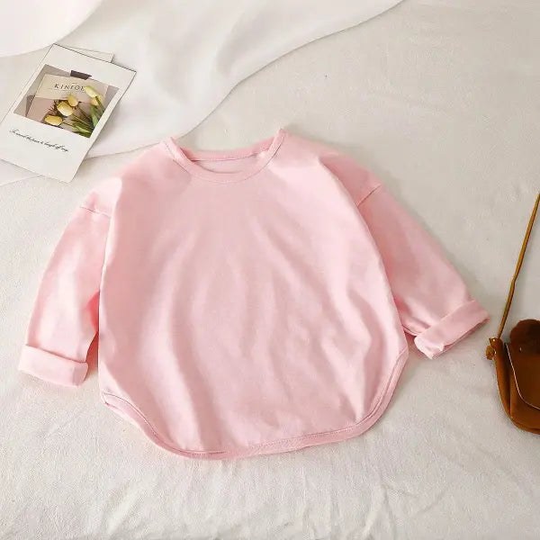 Baby Boys & Girls Long Sleeve Cotton Tee – Soft Basic Kids T-Shirt for Spring - Pink / 12M 80