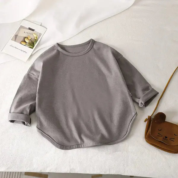 Baby Boys & Girls Long Sleeve Cotton Tee – Soft Basic Kids T-Shirt for Spring - Gray / 12M 80
