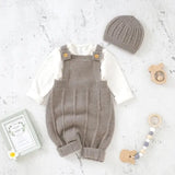 Baby Romper & Hat Set – Fashion Sleeveless Knitted Jumpsuits for Newborns & Toddlers Neutral Colors