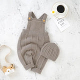 Baby Romper & Hat Set – Fashion Sleeveless Knitted Jumpsuits for Newborns & Toddlers Neutral Colors