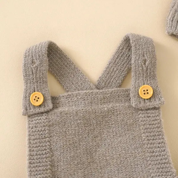 Baby Romper & Hat Set – Fashion Sleeveless Knitted Jumpsuits for Newborns & Toddlers Neutral Colors