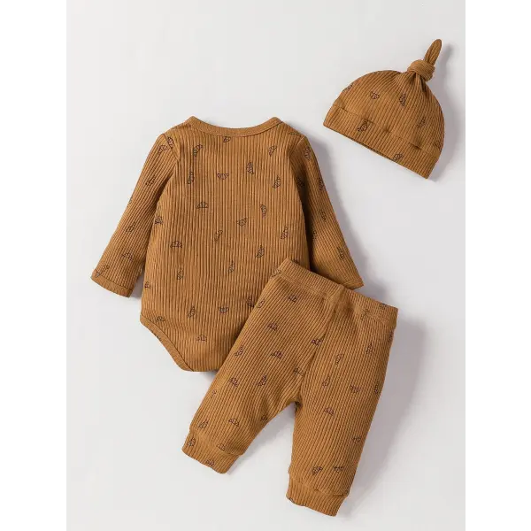 Baby Boys 2pcs Pantsuit Set – Soft Long Sleeve Newborn Outfit with Hat Casual Daily Autumn Wear