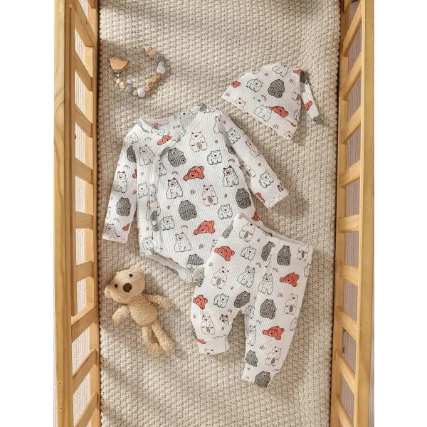 Baby Boys 2pcs Pantsuit Set – Soft Long Sleeve Newborn Outfit with Hat Casual Daily Autumn Wear - ZT1155-5-duose / 1-3M