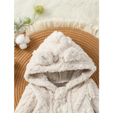 Baby Boys Winter Jumpsuit – Long Sleeve Plush Hoodie with Zipper Warm Newborn Clothes