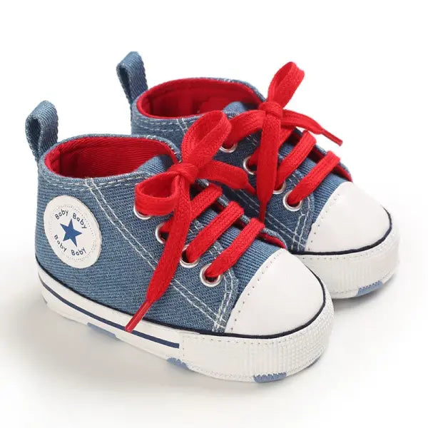 Baby Canvas Classic Sports Sneakers Newborn Baby Boys Girls Print Star First Walkers Shoes Infant Toddler Anti-slip