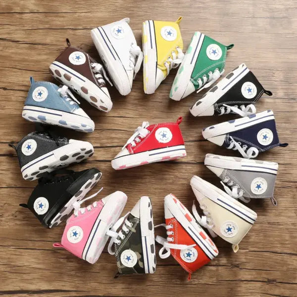 Baby Canvas Classic Sports Sneakers Newborn Baby Boys Girls Print Star First Walkers Shoes Infant Toddler Anti-slip