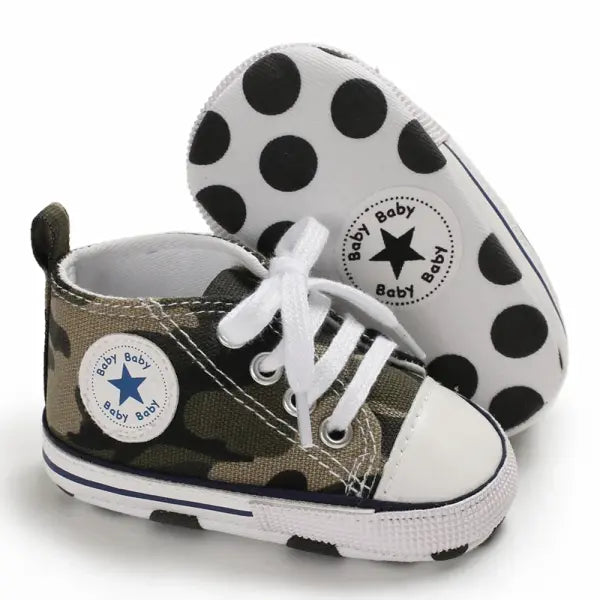 Baby Canvas Classic Sports Sneakers Newborn Baby Boys Girls Print Star First Walkers Shoes Infant Toddler Anti-slip