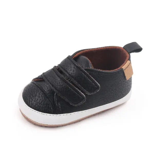 Baby Casual Sneakers 0–12M – Spring & Autumn Soft PU/TPR Sole Anti-Slip Toddler Shoes, - black / 0-6 Months
