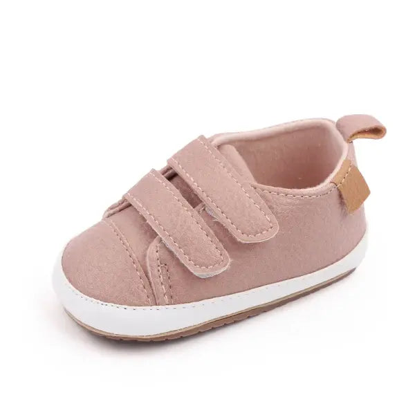 Baby Casual Sneakers 0–12M – Spring & Autumn Soft PU/TPR Sole Anti-Slip Toddler Shoes, - Pink / 7-12 Months