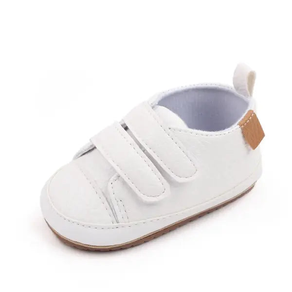 Baby Casual Sneakers 0–12M – Spring & Autumn Soft PU/TPR Sole Anti-Slip Toddler Shoes, - WHITE / 7-12 Months