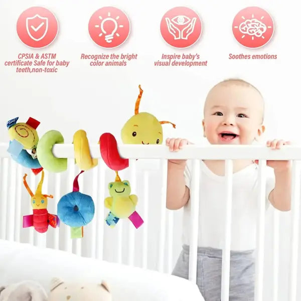 Baby Crib Hanging Rattles Toys Car Seat Toy Soft Mobiles Stroller Crib Cot Spiral Toy Pram Hanging Dolls for Babies