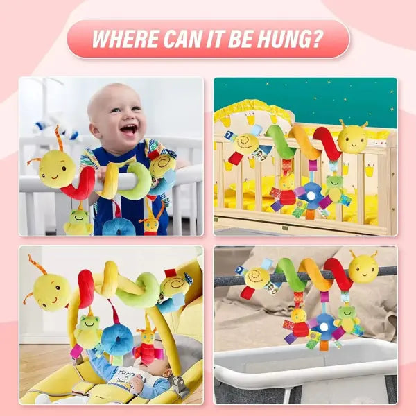 Baby Crib Hanging Rattles Toys Car Seat Toy Soft Mobiles Stroller Crib Cot Spiral Toy Pram Hanging Dolls for Babies