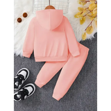 Baby Girl Cartoon Cat Fleece Hoodie & Pants Set – Long Sleeve Two-Piece Outfit for Spring & Autumn