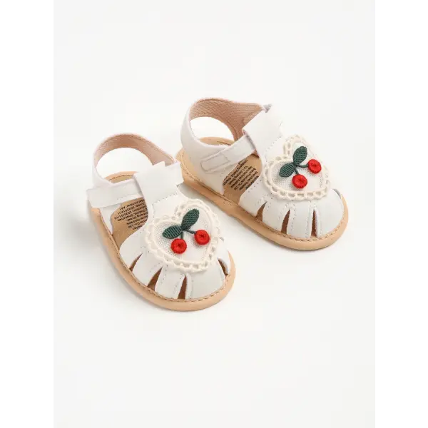 Baby Girl Summer Sandals – Cherry Cloth Sole First Walking Shoes for Newborns - WHITE / 13cm(12-18 Months)