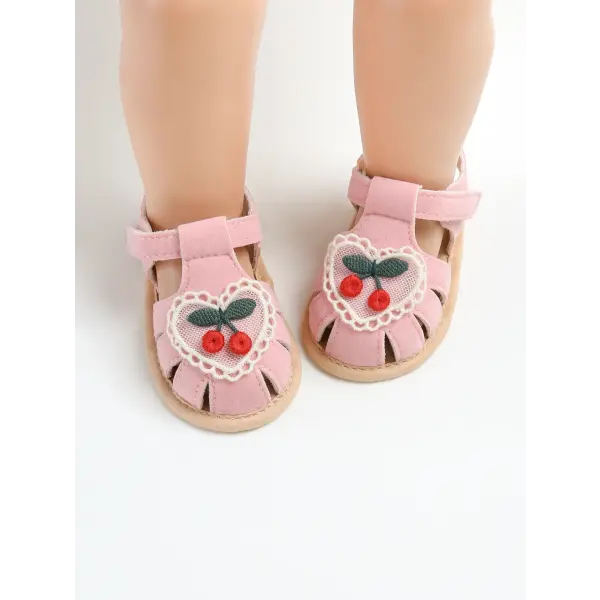Baby Girl Summer Sandals – Cherry Cloth Sole First Walking Shoes for Newborns