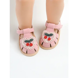 Baby Girl Summer Sandals – Cherry Cloth Sole First Walking Shoes for Newborns