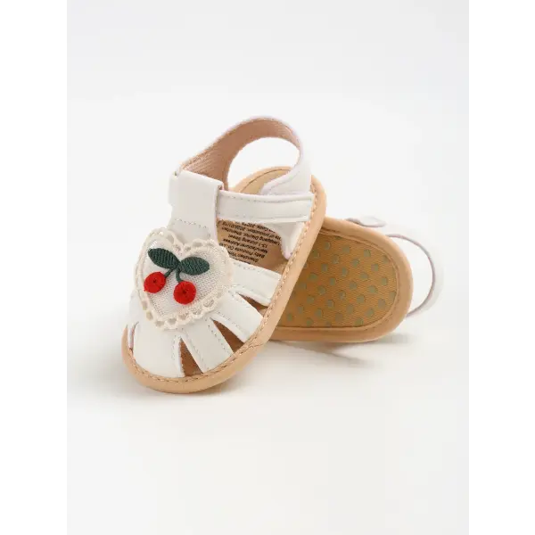 Baby Girl Summer Sandals – Cherry Cloth Sole First Walking Shoes for Newborns