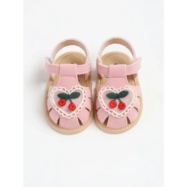Baby Girl Summer Sandals – Cherry Cloth Sole First Walking Shoes for Newborns