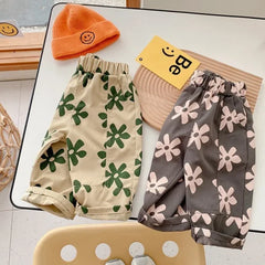 Baby Girl & Toddler Boy Retro Floral Cotton Pants – Autumn Wear - Himpall