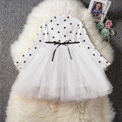 Baby Girls Long Sleeve Tutu Lace Dress for Spring Celebrations - Himpall