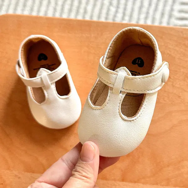 Baby Girls Shoes Multicolour Princess Toddlers Shoes Soft Soled Non-Slip Crib Shoes First Walkers 0-18M - WHITE