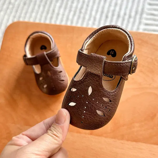 Baby Girls Shoes Multicolour Princess Toddlers Shoes Soft Soled Non-Slip Crib Shoes First Walkers 0-18M - Chocolate