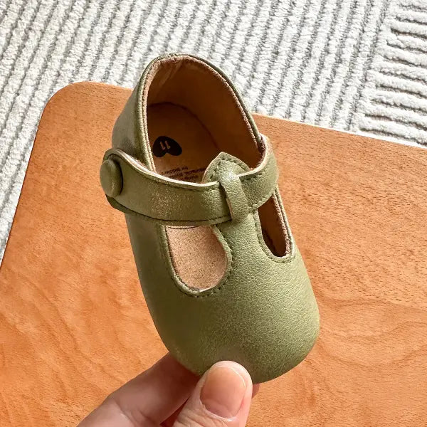 Baby Girls Shoes Multicolour Princess Toddlers Shoes Soft Soled Non-Slip Crib Shoes First Walkers 0-18M - army green
