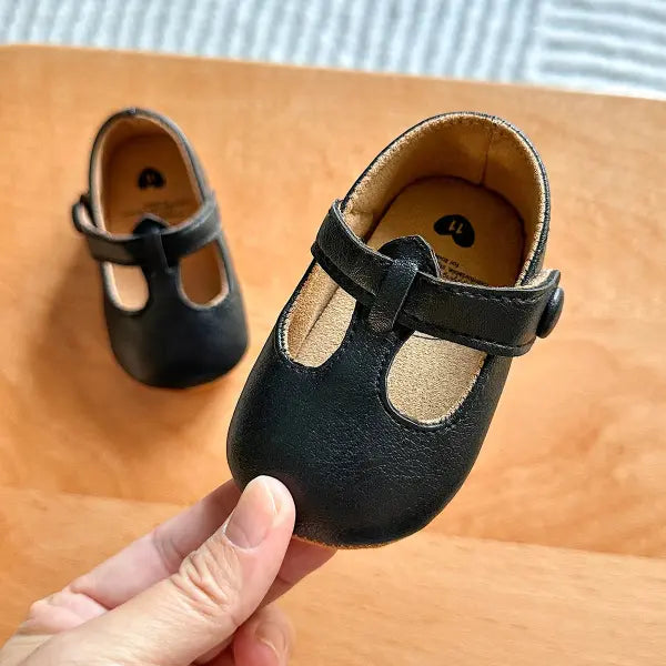 Baby Girls Shoes Multicolour Princess Toddlers Shoes Soft Soled Non-Slip Crib Shoes First Walkers 0-18M - black
