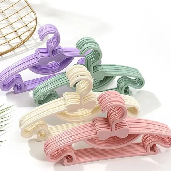 10pcs Kids Clothes Hanger Set Cute Baby Display Rack & Adjustable Clip Hangers